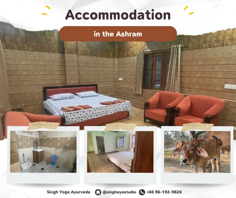 Accommodation in the ashram offering simple and peaceful living for yoga and Ayurveda retreat participants
