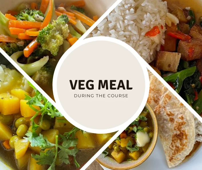 Healthy vegetarian meal during yoga and Ayurveda course in Chiang Mai Thailand