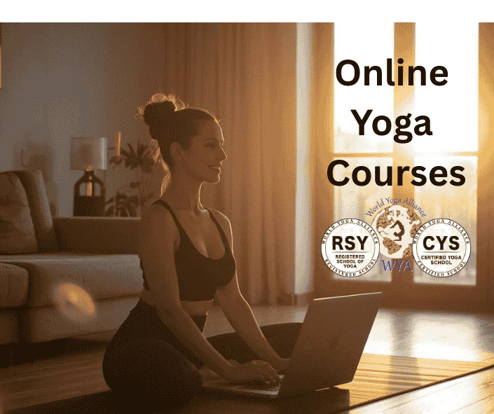 Online yoga courses offering flexible learning in yoga practice, philosophy, and holistic wellness