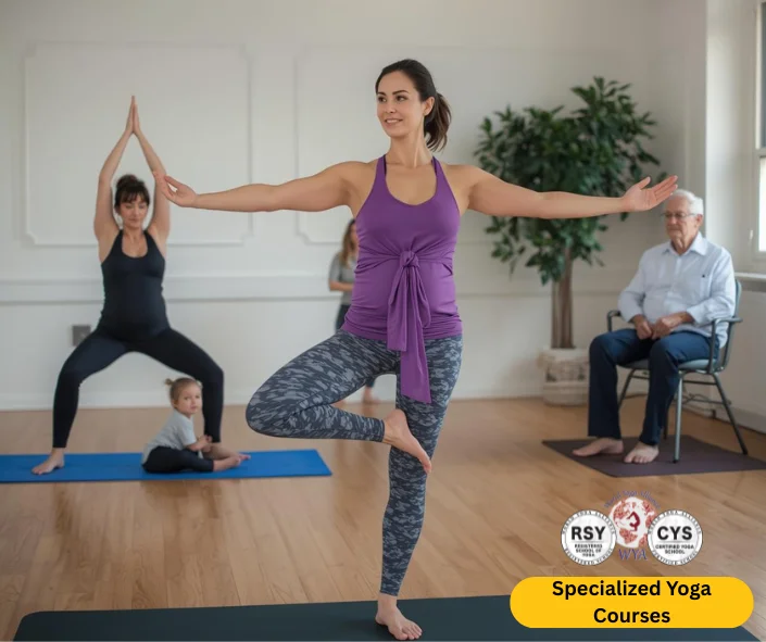 Specialized yoga courses at Singh Yoga and Ayurveda School for prenatal, kids, and senior yoga practice