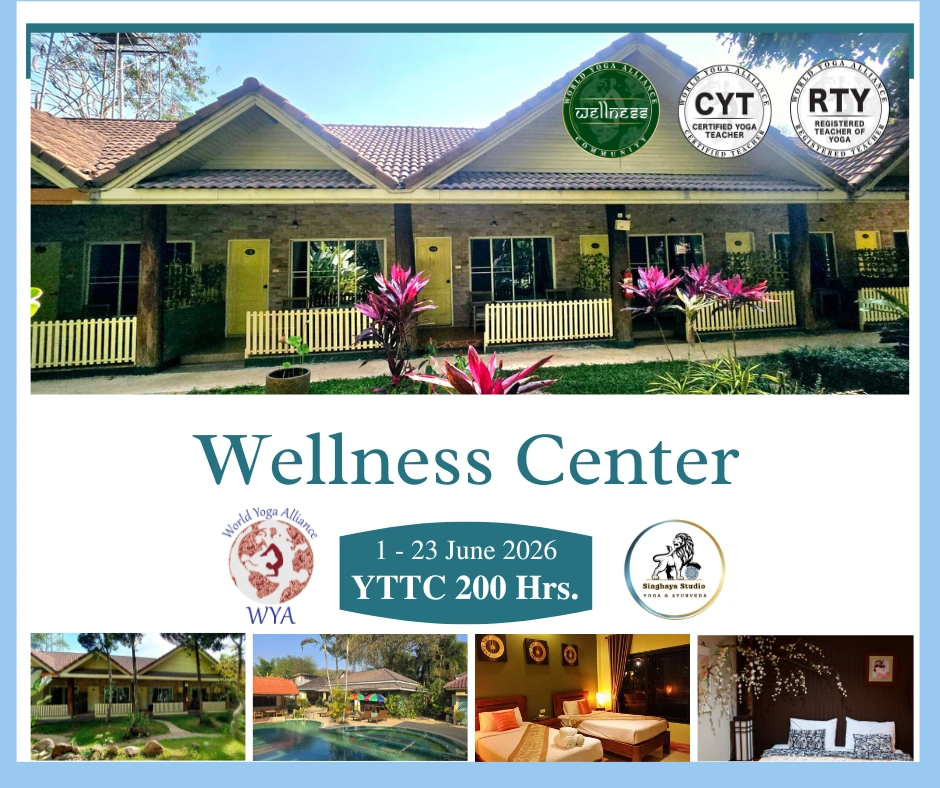 comfortable accommodation room for yoga teacher training in Chiang Mai Thailand with bed and relaxing atmosphere
